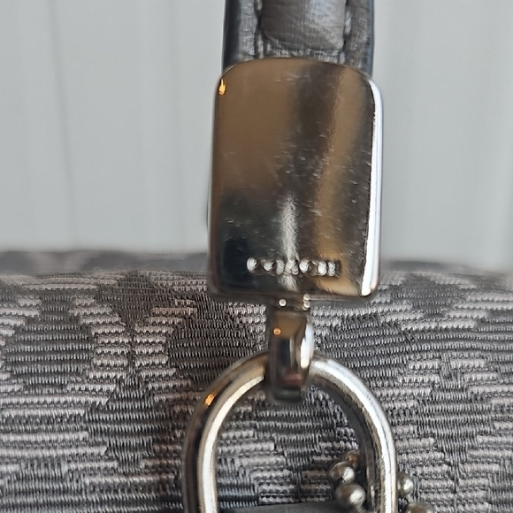 COACH NWOT 2013 Gray Signature Logo Jacquard & Leather MADELINE Crossbody Bag - Picture 5 of 14